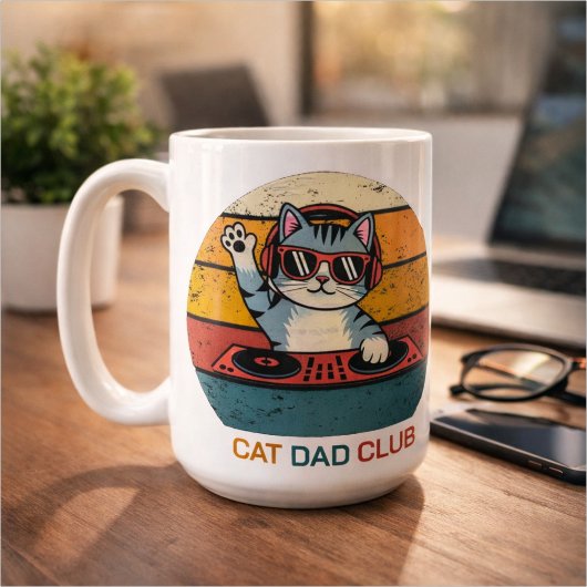 Mug CAT DAD CLUB / Funny Retro misician