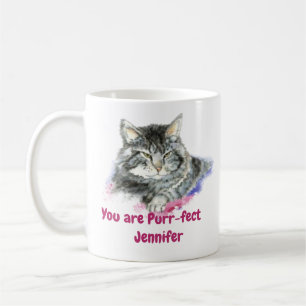 Mug Cat d'aquarelle personnalisée Purrr-fect