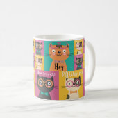 Mug Cat Dit Hey Mèmes Drôle (Devant droit)