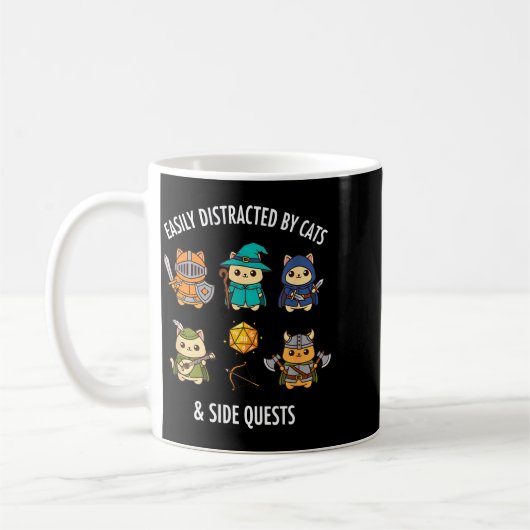 Mug Cat Easily Distracted By Cat & Side Quests Rpg (Gauche)