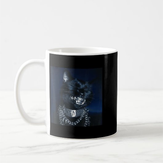 Mug Cat Grillz Funny Kitten Meme Cat Smiling Brain Rot (Gauche)