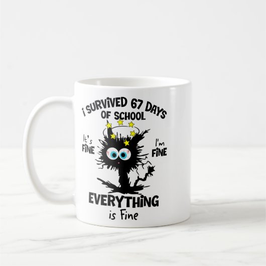 Mug Cat I Survived 67 Days Of School Teachers Students (Gauche)