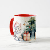 Mug Cat in Christmas mood. Mok (Voorkant links)