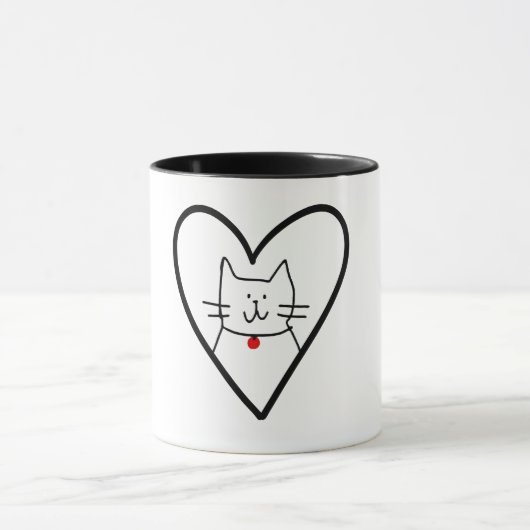 Mug Cat in Heart Doodle  (Centre)