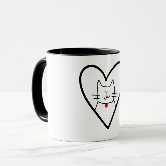 Mug Cat in Heart Doodle  (Devant gauche)