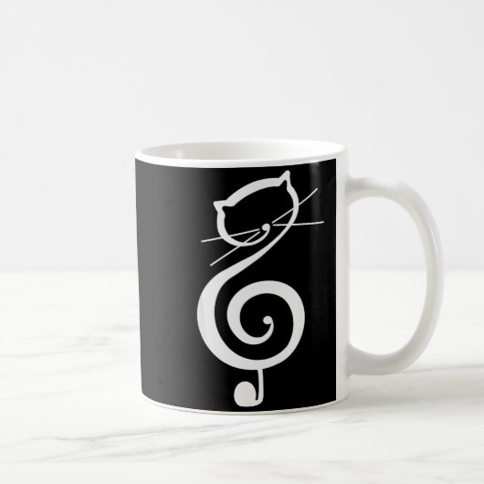 Mug Cat Kitty Treble Music Clef Funny Cat Music Notes (Droite)