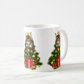 Mug Cat Maine Coon Cat Xmas Tree Lights Cat Lover Ugly (Devant droit)