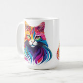 Mug Cat Maine Portrait Coon Couleurs arc-en-ciel (Devant gauche)