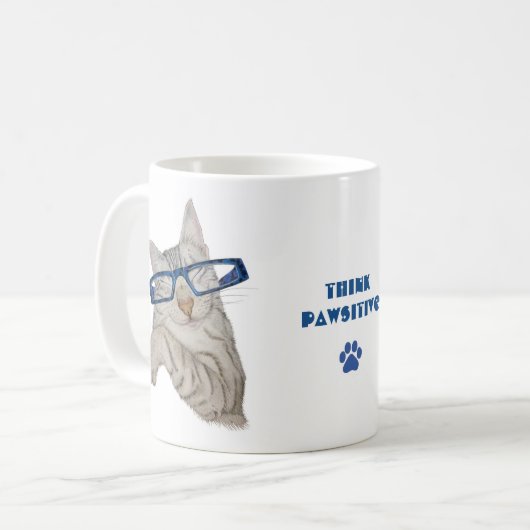 Mug Cat mignon dans les spécifications Penser Citation (Devant gauche)