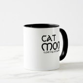 Mug Cat Mom Pet Name Script Text Black White Customize (Devant droit)