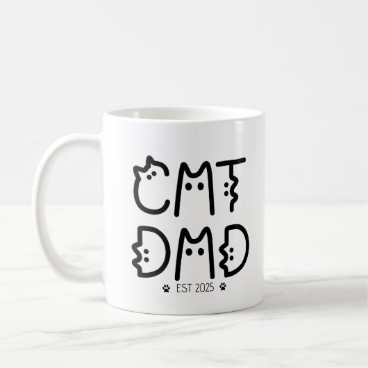 Mug Cat Papa Année personnalisée (Gauche)