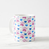 Mug Cat Paw Prints Hearts Meow Pink Blue Green (Devant gauche)