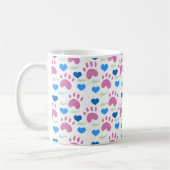 Mug Cat Paw Prints Hearts Meow Pink Blue Green (Gauche)