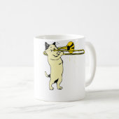 Mug Cat Playing Trombone Jazz Music Cool Novelty (Devant droit)