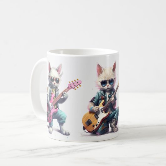 Mug Cat Plays Electro Guitare (Devant gauche)