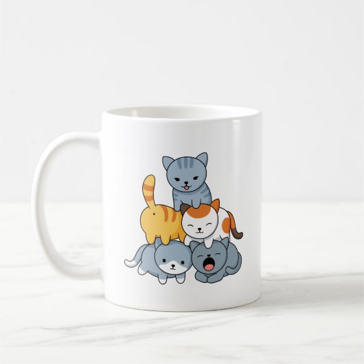 Mug Cat Pyramid - Group of Cats (Gauche)