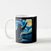 Mug Cat Reaching Moon Starry Night Funny Kitten Men Wo (Gauche)