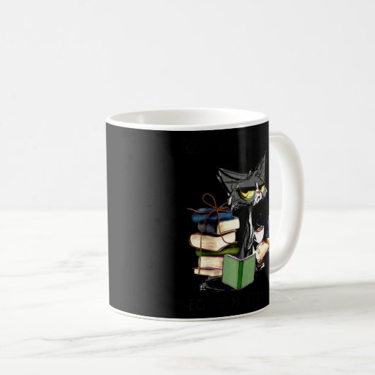 Mug Cat Reading And Coffee Because Murder Is Wrong (Devant droit)