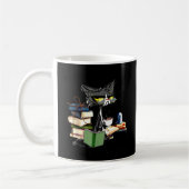 Mug Cat Reading And Coffee Because Murder Is Wrong (Gauche)