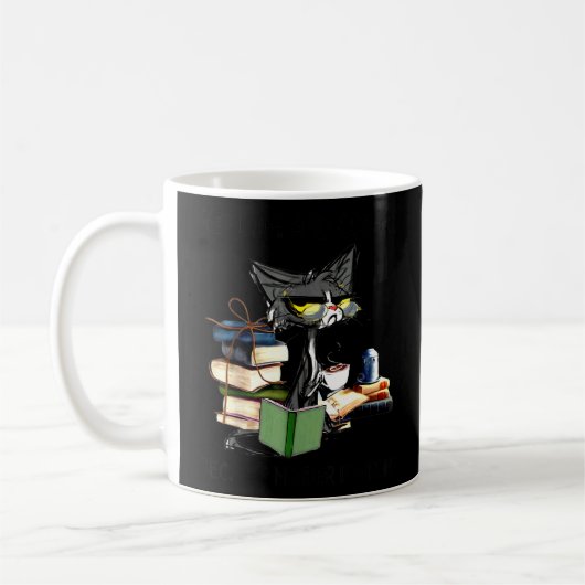 Mug Cat Reading And Coffee Because Murder Is Wrong (Gauche)