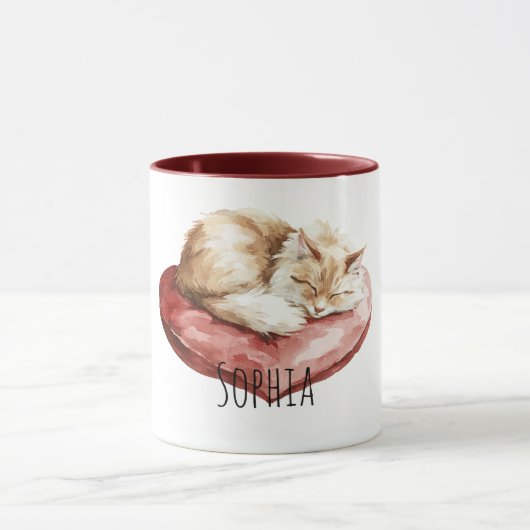 Mug Cat Red Heart Pillow (Centre)
