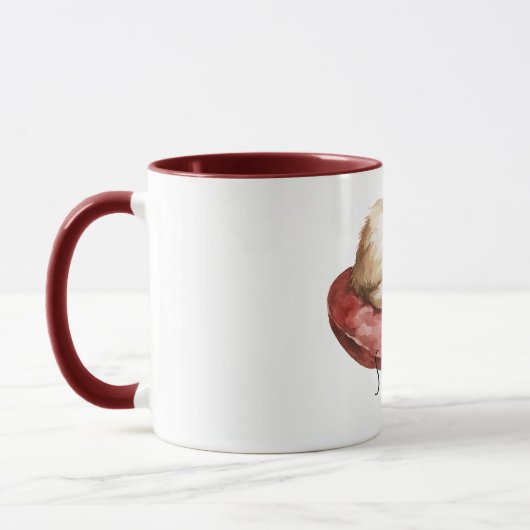 Mug Cat Red Heart Pillow (Gauche)