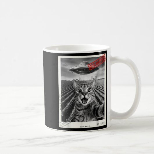 Mug Cat Selfie Ufo Alien Funny Surprised Cat Meme Men (Droite)