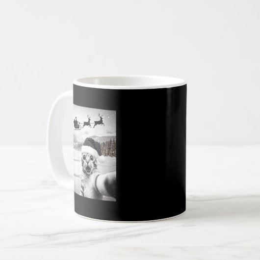 Mug Cat Selfie With Santa For Men Women Kids (Devant gauche)