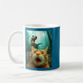 Mug Cat Selfie With T-rex Dinosaur Trex Dino Men Women (Gauche)