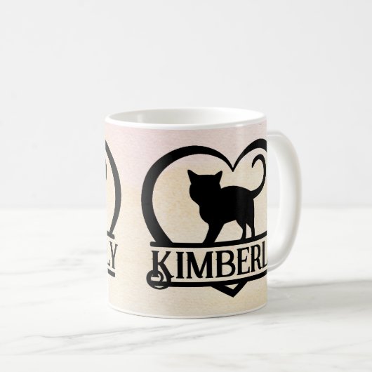 Mug Cat Silhouette Heart Split Monogram Sunset (Devant droit)