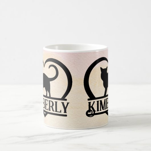 Mug Cat Silhouette Heart Split Monogram Sunset (Centre)