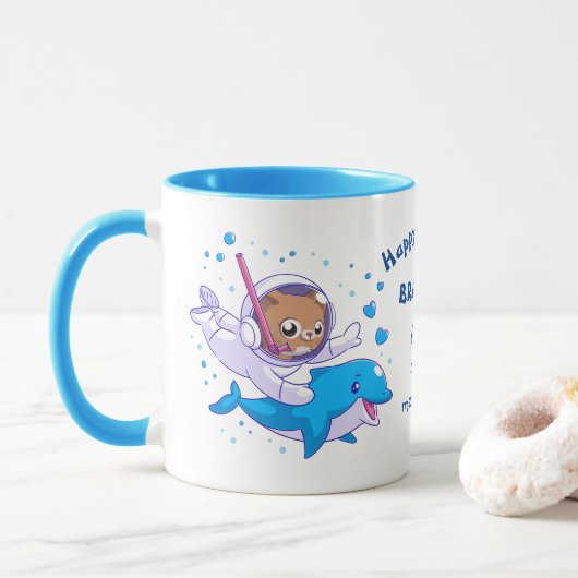 Mug Cat sous-marin et coutume de dauphin (Avec donut)