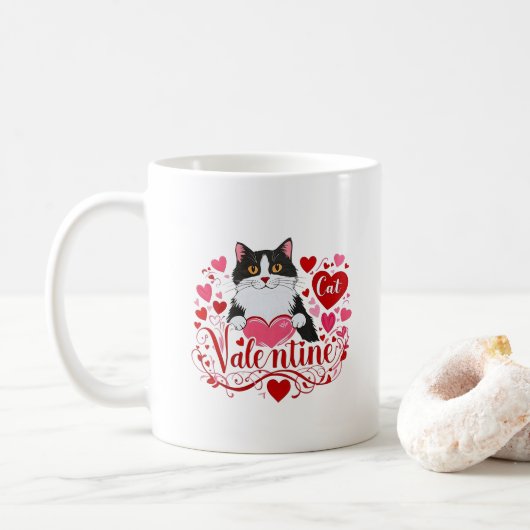 Mug Cat Valentine (Avec donut)