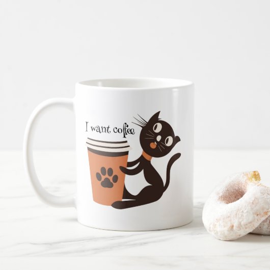 Mug Cat veut du café drôle (Avec donut)