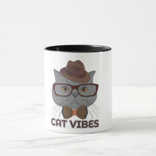Mug Cat Vibes – Cool Grey Cat  (Centre)