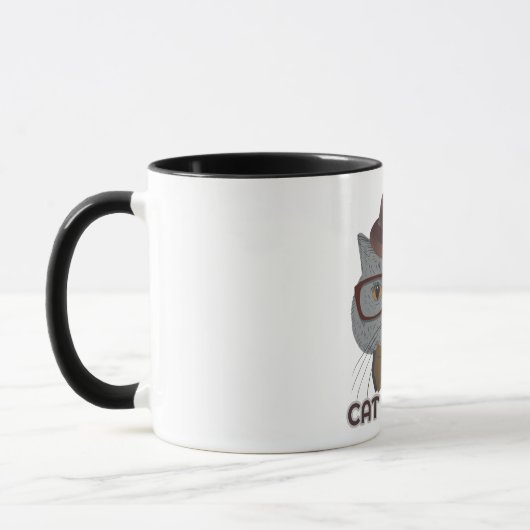 Mug Cat Vibes – Cool Grey Cat (Gauche)