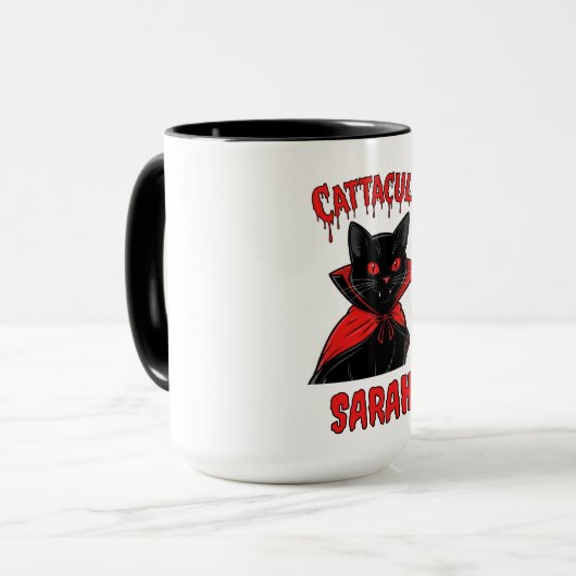 Mug Catacula Chat Vampire Noir Halloween Tri-Blend Shi (Devant gauche)
