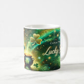 Mug Catch Your Lucky Star Celestial Green Gold (Devant droit)