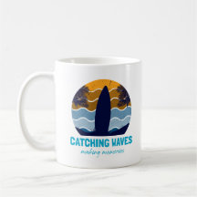Catching Waves Retro Surboard Beach Art