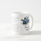 Mug Catholique Bleu Roses Crucifix Prière Bridesmaid (Devant droit)