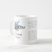 Mug Catholique Bleu Roses Crucifix Prière Bridesmaid (Devant gauche)