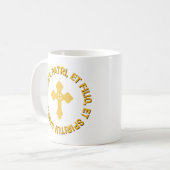 Mug Catholique Messe Latine Gloire Soyez la prière Bla (Devant gauche)