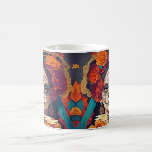 Mug Catrina Day Of Dead 1 Avec Texte (Centre)