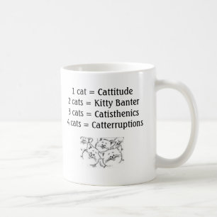 Mug Cats_-_Cartoon_2, 1 chat = Cattitude 2 chats = Ki…