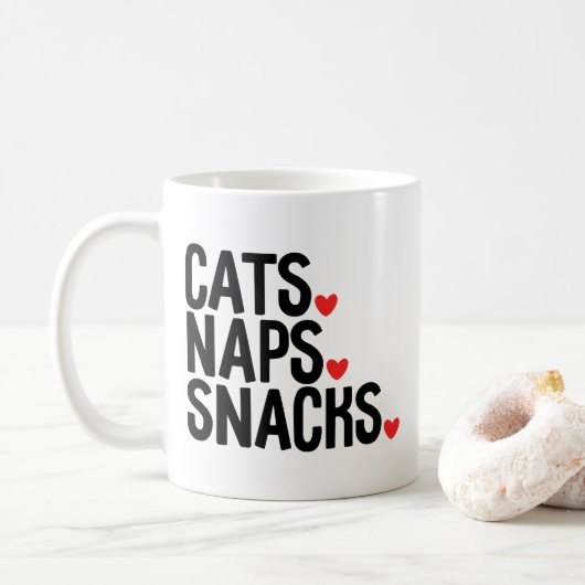 Mug Cats Naps Snacks - Amoureux de les chats (Avec donut)