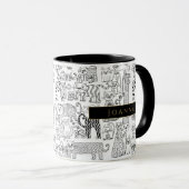 Mug Cats Nom de l'illustration noir et blanc (Devant droit)