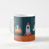 Mug Catstronaut Whimsical dans l'espace, Chats sur Mar (Devant gauche)