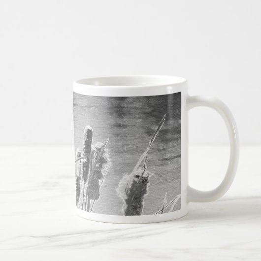 Mug Cattails près de l'étang en noir et blanc (Droite)