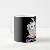 Mug Cattitude Mignon Kawaii Chat Pastel Blanc  (Devant gauche)