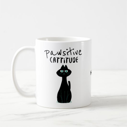 Mug Cattitude provocatrice Cat Humour Nom du devis (Gauche)